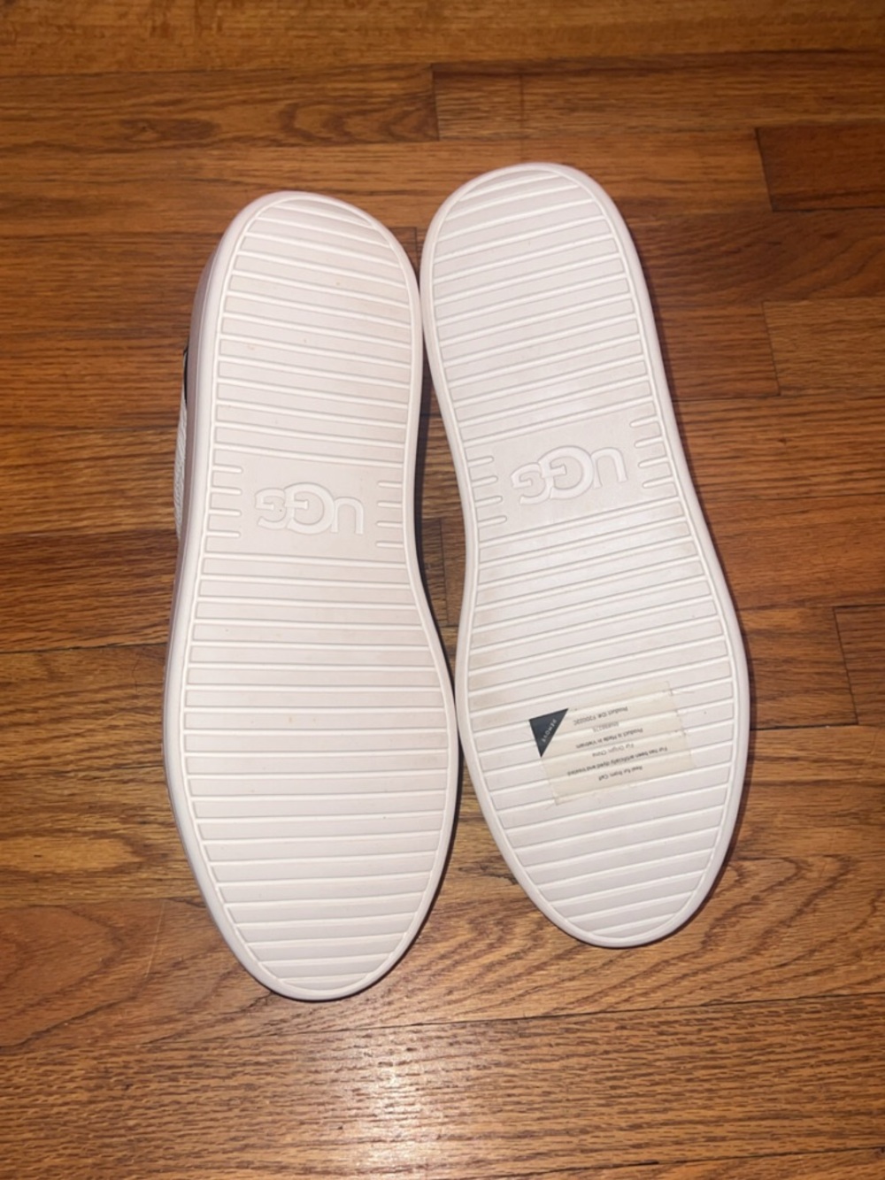 UGG White Leather Sneakers with Leopard Tongue Accent - Picture 4 of 4